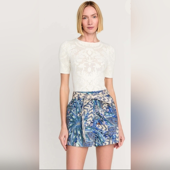 NEW! Marie Oliver, Crissy Jacquard Tee Shirt, Daisy (Ivory),Size Large,MSRP $224 - Picture 2 of 11